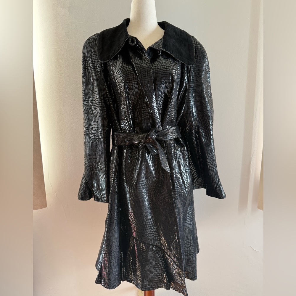 Shiny Black Trench Coat